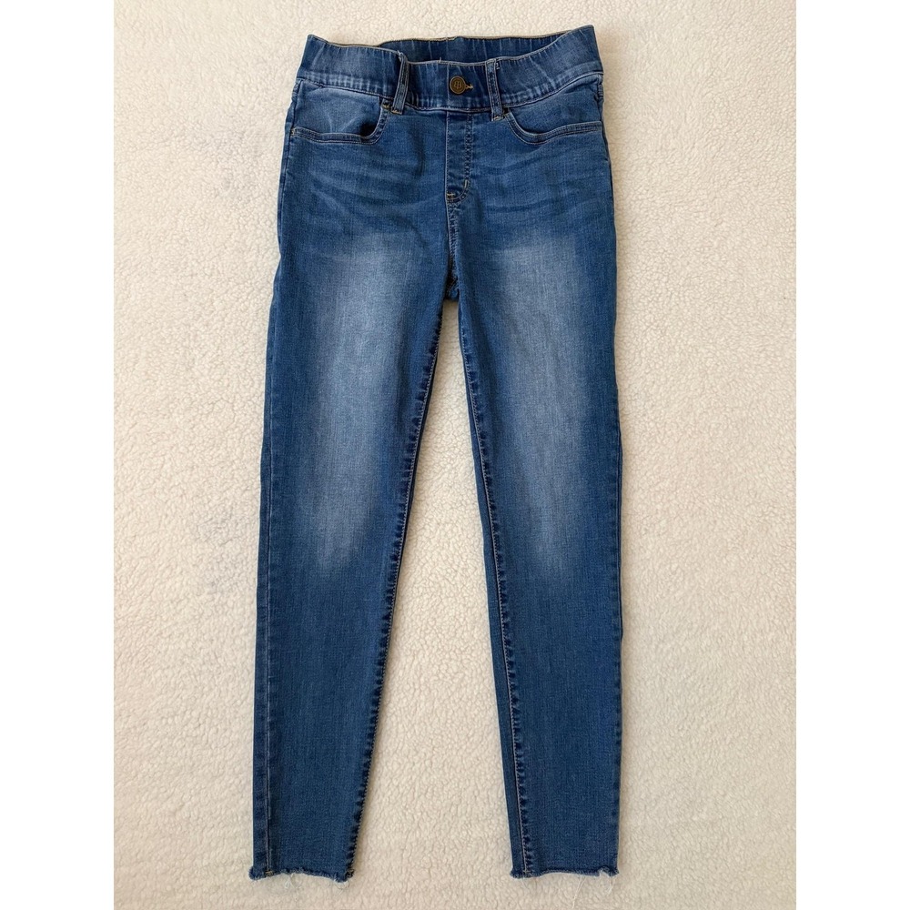 Betabrand Skinny Jeans Womens Medium Blue Med Wash Mid Rise Raw Hem Stretch